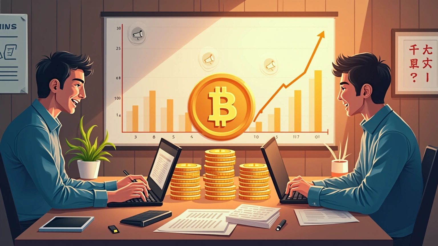 Beginner investor reviewing a pie chart showing diversified crypto portfolio allocation across Bitcoin, Ethereum, and altcoins.